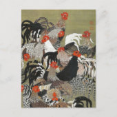 Roosters Hen Illustration von Ito Jakuchu Postkarte (Vorderseite)