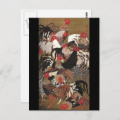 Roosters Jakuchu Japanisch Fine Art Postkarte (Vorne/Hinten)