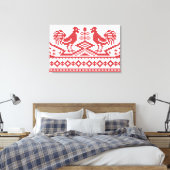 Roosters Kreuzstich Russisches Muster Leinwanddruck (Insitu (Schlafzimmer))