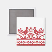 Roosters Kreuzstich Russisches Muster Magnet (Vorderseite/Rückseite)