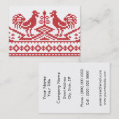 Roosters Kreuzstich Russisches Muster Visitenkarte (Vorne/Hinten)