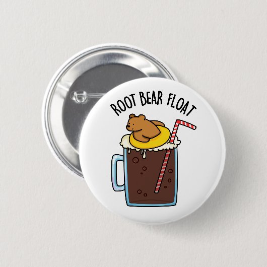 Root Bear Float Funny Root Beer Pub Button (Vorne & Hinten)