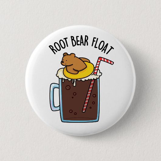 Root Bear Float Lustiger Root Beer Pun Button (Vorderseite)