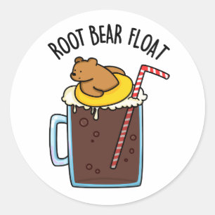Root Bear Float Lustiger Root Beer Witz Runder Aufkleber