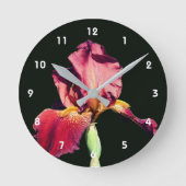 Root Beer Bearded Iris Flower Runde Wanduhr (Vorderseite)