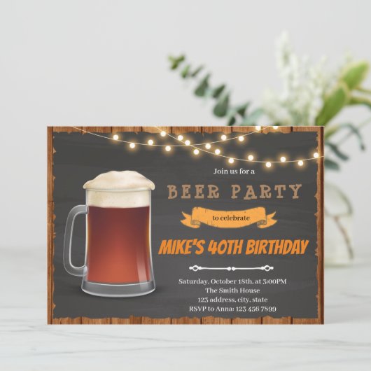 Root-Bier-Geburtstag Einladung (Stehend Vorderseite)