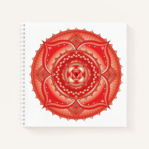 Root Chakra Mandala Red Square Notebook Notizblock