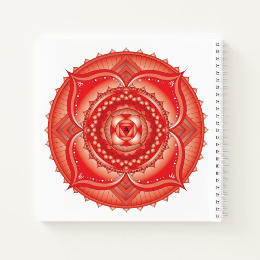 Root Chakra Mandala Red Square Notebook Notizblock (Rückseite)