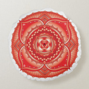 Root Chakra Mandala Round Pillow Rundes Kissen