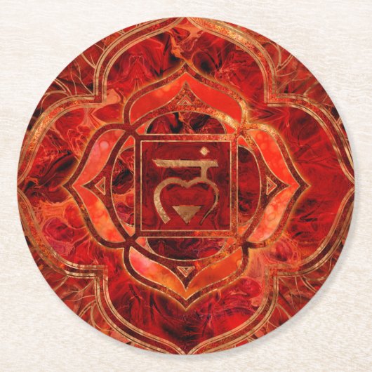 Root chakra - Muladhara Runder Pappuntersetzer (Vorderseite)