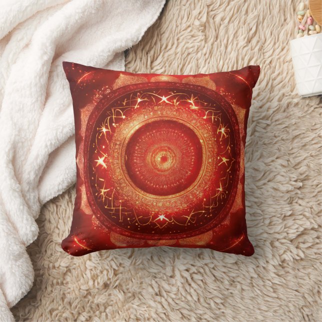 Root Chakra Red Mandala Pillow Kissen (Decke)