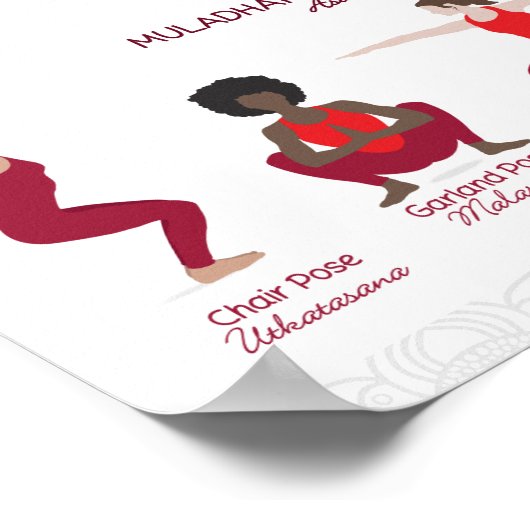 Root Chakra Yoga Posen Poster Chart - #75 WBG-P (Ecke)