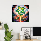 Root Circuit - Solarpunk Growth Art Poster (Heimbüro)
