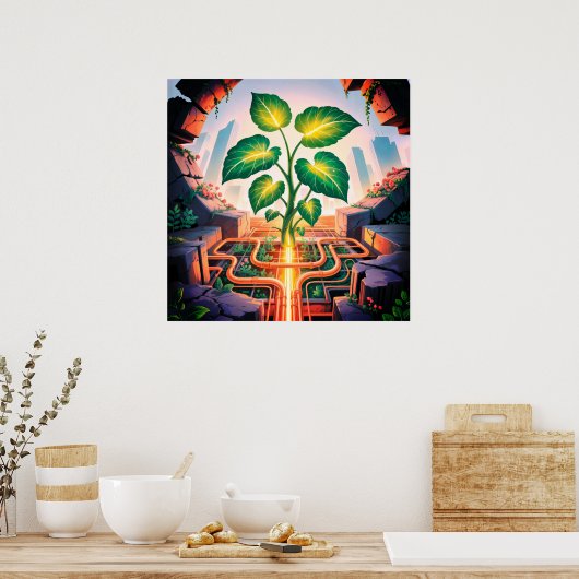 Root Circuit - Solarpunk Growth Art Poster (Küche)
