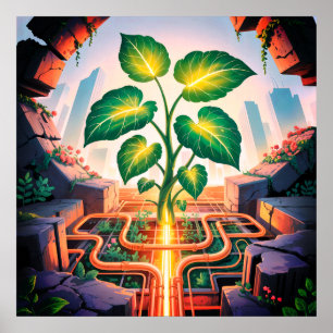 Root Circuit - Solarpunk Growth Art Poster
