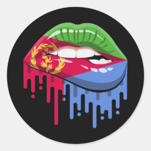 Root-Flagge für Eritrea lips Runder Aufkleber
