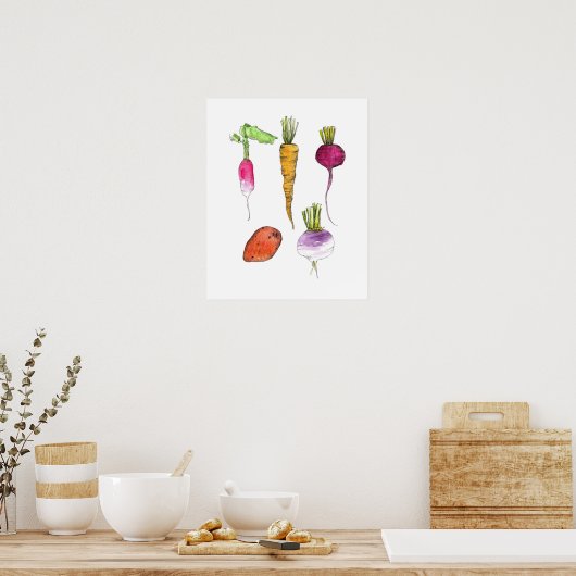 Root Vegetables Aquarell Küche Poster (Küche)