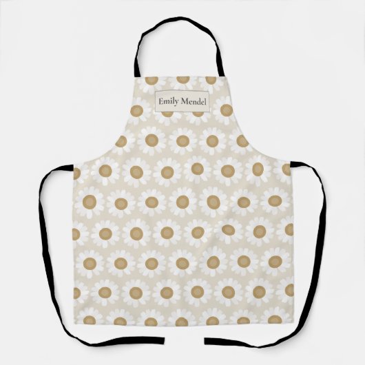 Rooted & Blooming – Beige Kamille Schürze (Vorderseite)