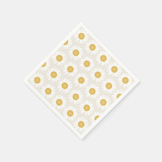 Rooted & Blooming – Soft Cream & Yellow Chamomile Serviette (Ecke)