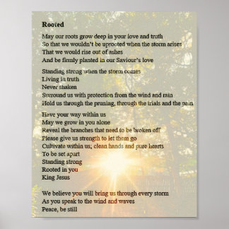 Rooted - Gedicht des Gebets Poster
