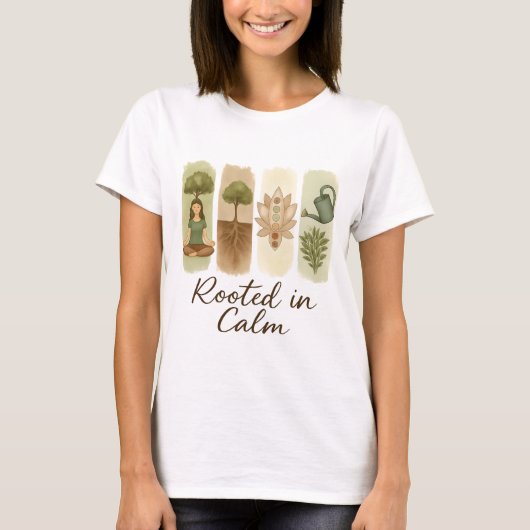 Rooted in Calm Chakra Tree Art T-Shirt (Vorderseite)
