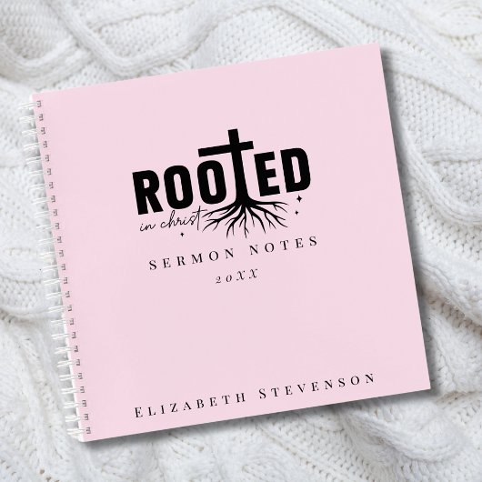 Rooted in Christ Blush Pink Sermon Bemerkungen Notizblock