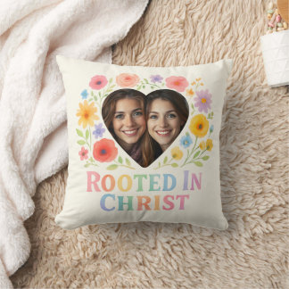 Rooted in Christ – Custom Pillow Floral Watercolor Kissen