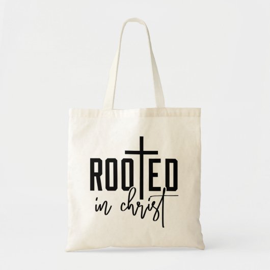 Rooted in Christ Faith based Graphic Christlich Tragetasche (Vorne)