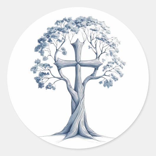 Rooted in Grace Cross Tree Sticker (Vorderseite)