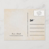 Rooted in Liebe Rustic Tree String Lights Gerettet Ankündigungspostkarte (Rückseite)