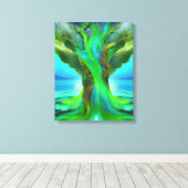 Rooted in Liebe Tree Christlich Art Neon Green Gol Leinwanddruck (Insitu (Holzboden))