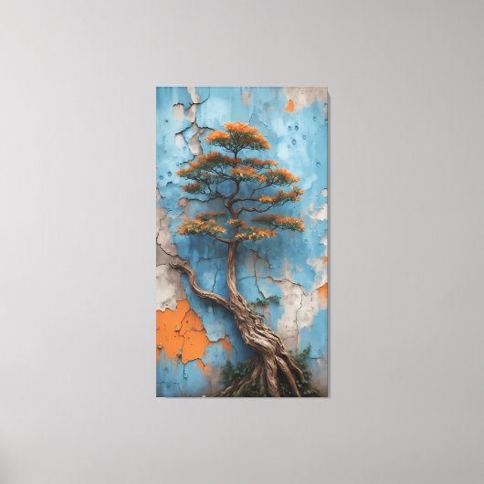 Rooted in Ruin: A Bonsai of Resilience Against Tim Leinwanddruck (Vorderseite)