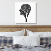 Rooted Mind – Human Profile Tree Silhouette Art Leinwanddruck (Insitu (Schlafzimmer))