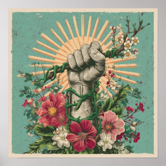 Rooter Widerstand - Solarpunk Protest Poster (Vorne)