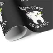 Rootin Toothin Good Time Dental Tooth Pun Dark BG Geschenkpapier (Rolleneckpunkt)