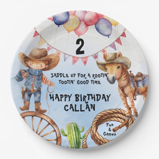 Rootin' Tootin' Good Time Birthday Paper Plates Pappteller (Vorderseite)