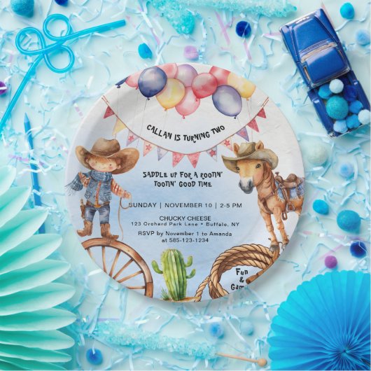 Rootin' Tootin' Good Time Birthday Pappteller (Party)