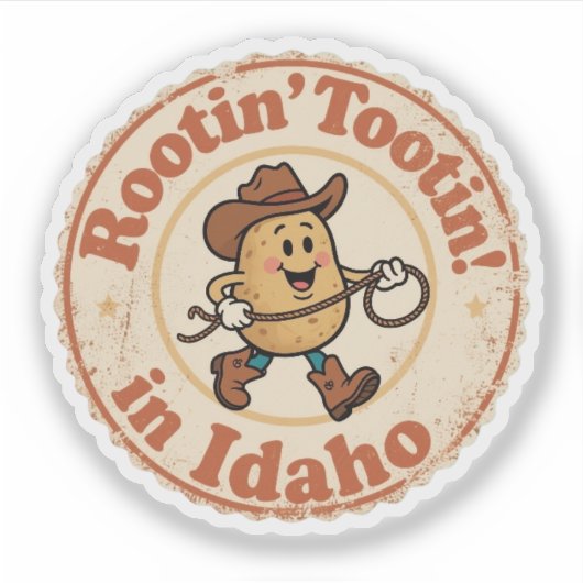 Rootin’ Tootin’ Idaho_ Potato Cowboy Artwork Aufkleber (Vorderseite)