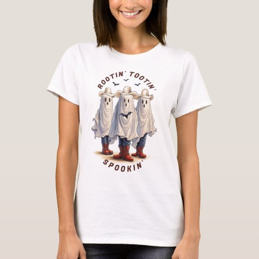 Rootin Tootin Spookin Western Ghosts Custom Text T-Shirt (Vorderseite)