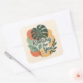 Rooting for you Adorable Greenery Quadratischer Aufkleber (Umschlag)