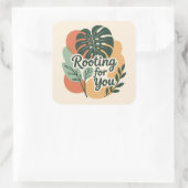 Rooting for you Adorable Greenery Quadratischer Aufkleber (Tasche)
