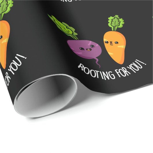 Rooting für dich Funny Veggie Pun Dark BG Geschenkpapier (Rolleneckpunkt)