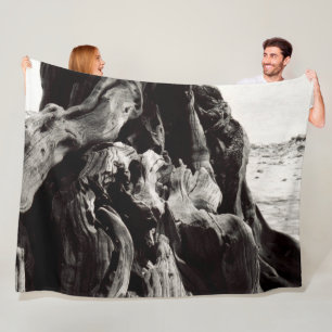 Roots aus schwarzem und weißem Baum Fleecedecke