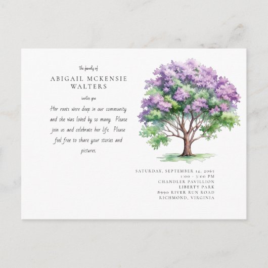 Roots Rosa Bäume Feier des Lebens Postkarte (Vorderseite)