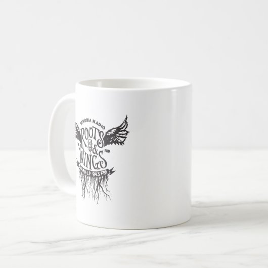 Roots & Wings Logo Kaffeetasse (Vorderseite Links)