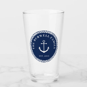 Rope & Anchor Navy Blue Fügen Sie Ihren Namen hinz Glas