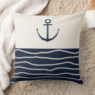Rope and Anchor Pattern Throw Pillow Kissen