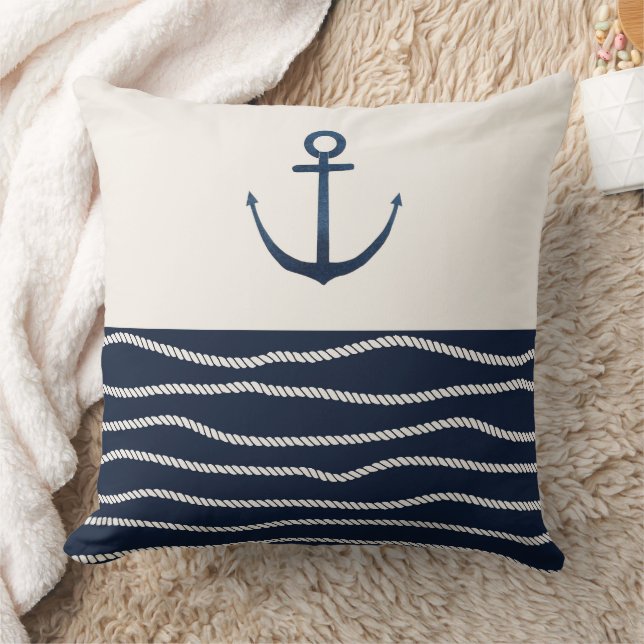 Rope and Anchor Pattern Throw Pillow Kissen (Decke)