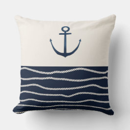Rope and Anchor Pattern Throw Pillow Kissen