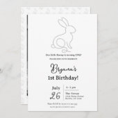 Rope Bunny Rabbit Minimal Modern 1. Geburtstag Einladung (Vorne/Hinten)